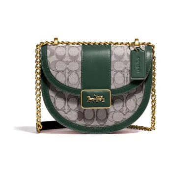 COACH Alie Cow Leather Saddle Bag Crossbody Shoulder Bag Small Size Women's Green