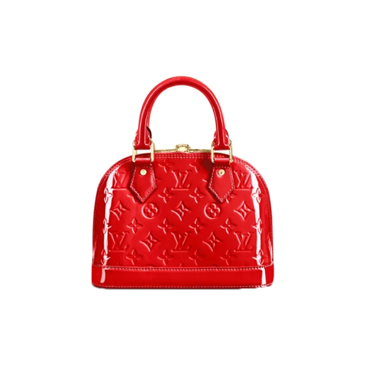 LOUIS VUITTON Alma Patent Leather Dome Bag Shoulder Bag Crossbody Bag Handbag Women's Cherry Red-1