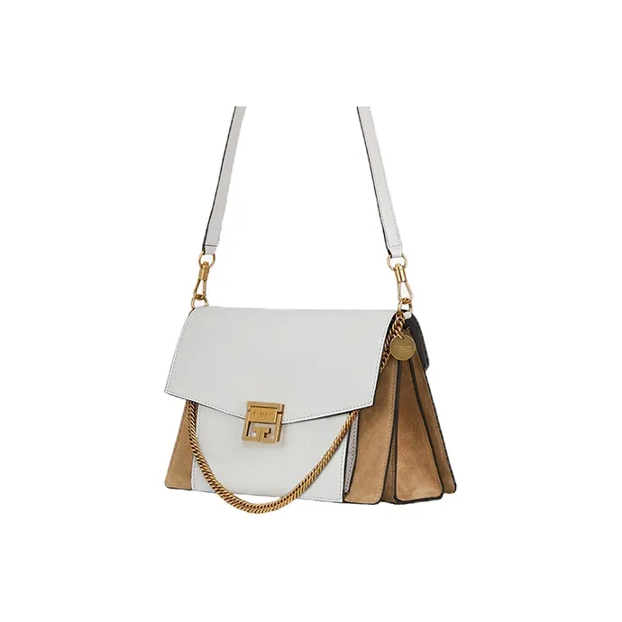 GIVENCHY GV3 Series Cow Leather Shoulder Bag, Crossbody Bag Medium Size Women's White & Camel-9
