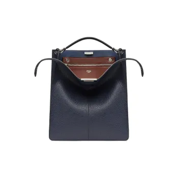 FENDI Peekaboo ISeeU Roman Nappa Leather Tote Bag Shopping Bag Shoulder Bag Crossbody Bag Handbags Men's Dark Blue