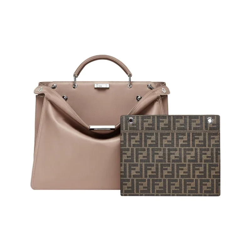 FENDI Peekaboo ISeeU Polyamide Shoulder Bag, Crossbody Bag, Handbag Medium Size Men's Beige-1