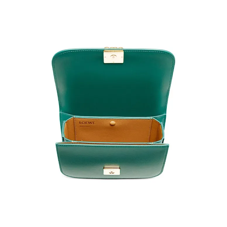 LOEWE Goya Smooth Cow Leather Shoulder Bag Crossbody Bag Small Size Women's Green-5