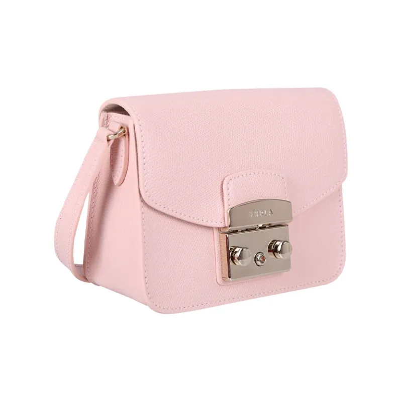 Furla Metropolis Collection Leather Small Square Bag Crossbody Bag Shoulder Bag Women's Pink-1