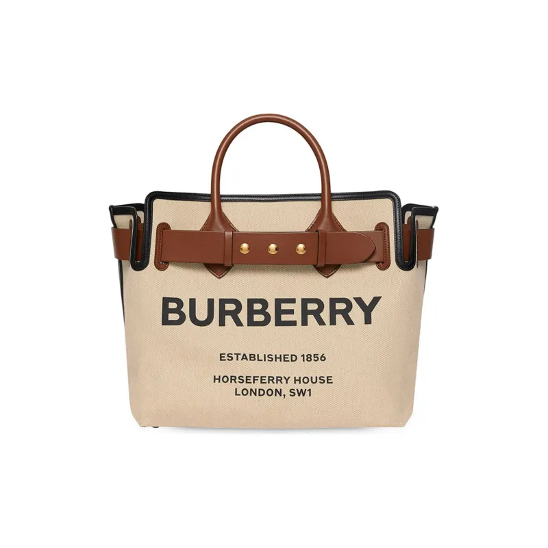 Burberry Cow Leather Tote Bag Shopping Bag Handbag Women's Beige Yellow-0