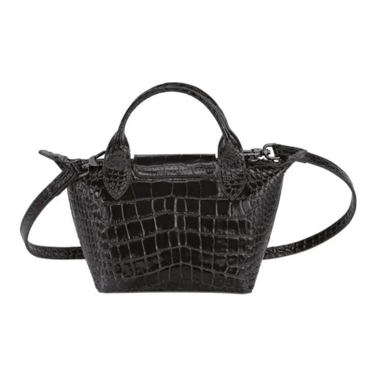 LONGCHAMP Le Pliage Cuir Shoulder Bag Mini Women's Black-2