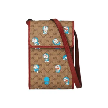 GUCCI Doraemon Collaboration Canvas With Leather Cell Phone Pouch, Crossbody Bag, Shoulder Bag Unisex
