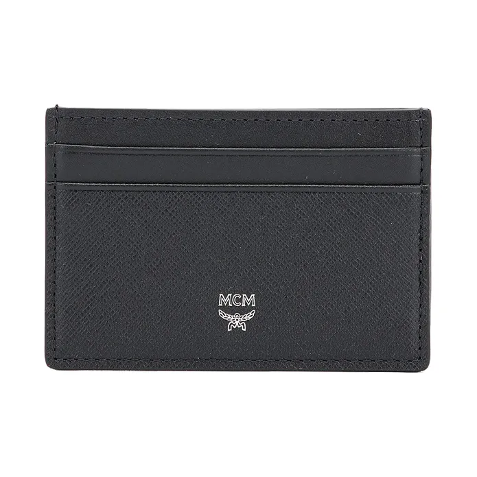 MCM Artificial Leather Coin Purse, Card Holder Mini Unisex Black-0