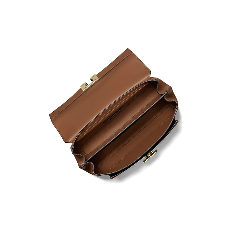 MICHAEL KORS Lita Leather Handbag, Crossbody Bag Medium Size Women's Brown-2