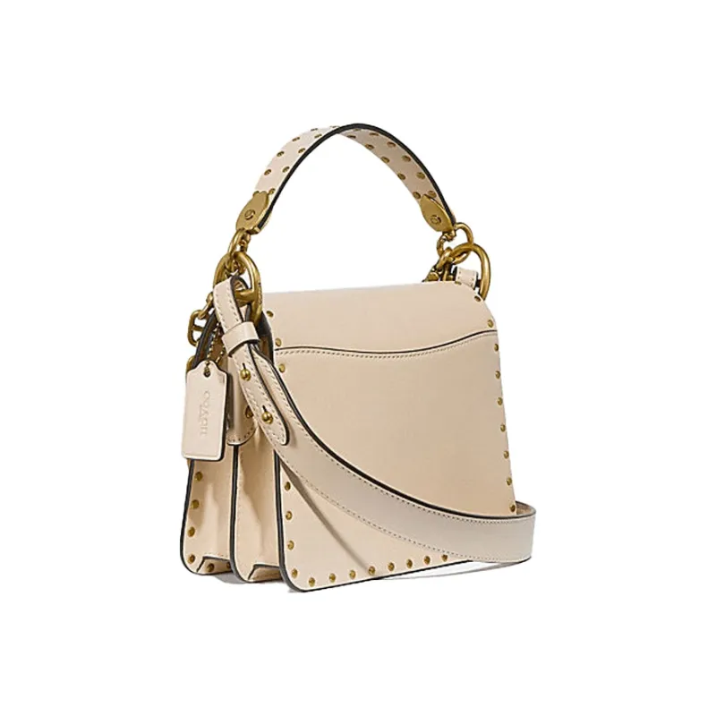 COACH Beat Leather Square Bag, Crossbody Bag, Shoulder Bag Trumpets Women's Ecru-1