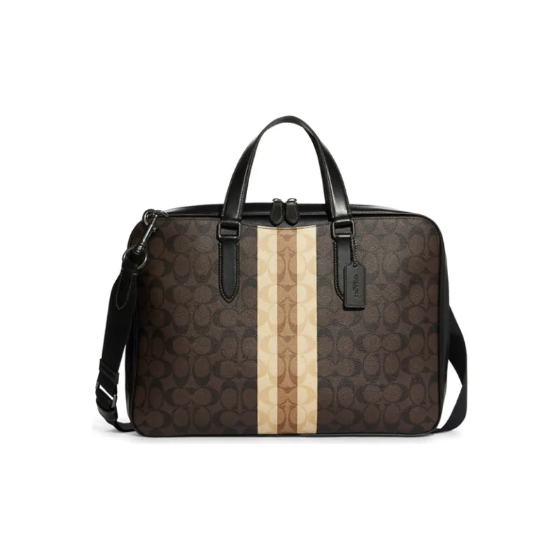 COACH Calfskin PVC Crossbody Bag, Handbag Regular Men's Brown Monogram-0