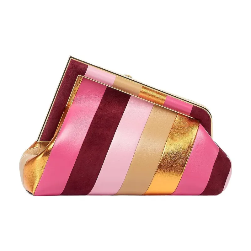 FENDI Fendi First Lambskin Clutches Shoulder Bag Crossbody Bag Small Size Women's Fuchsia/Multicolor-3
