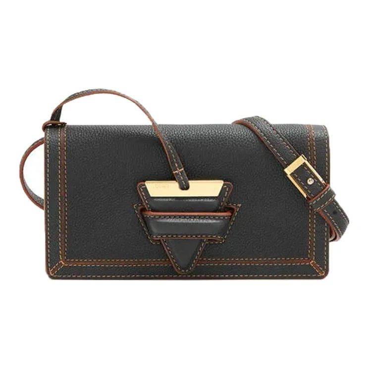 LOEWE Grain Calfskin Shoulder Bag Women's Black-0