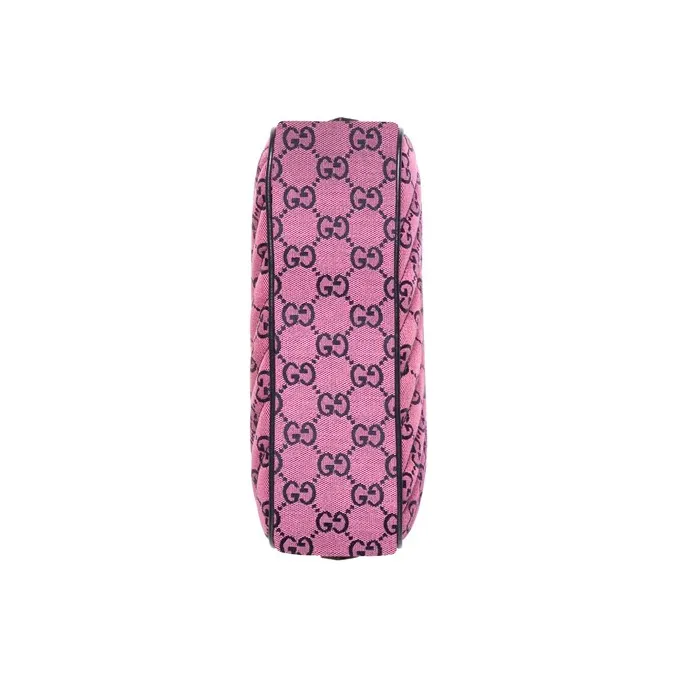GUCCI GG Marmont Canvas Camera Bag Canvas Bag Shoulder Bag Crossbody Bag Small Size Women's Pink/Black-4