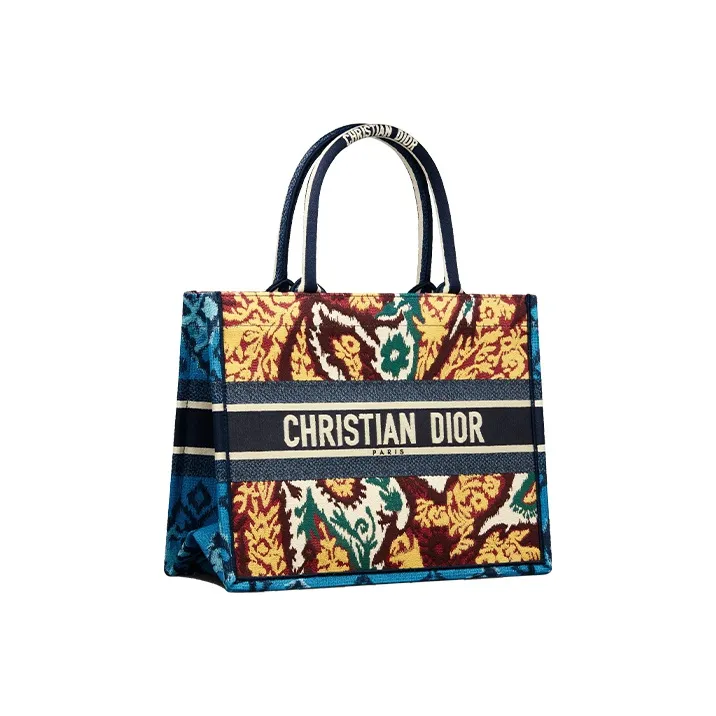 DIOR BookTote Cotton Tote Bag Shopping Bag Handbag Small Size Women's Multicolor-1