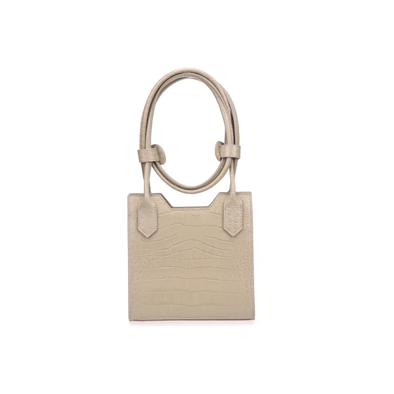 QULU Cow Leather Letter Bag Small Square Bag Shoulder Bag Crossbody Bag Women's Green/Beige-12