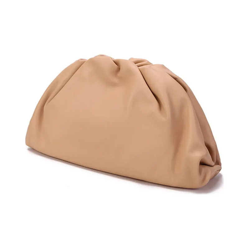 Bottega Veneta POUCH Cloud Bag Cow Leather Clutch Women's Almond-1