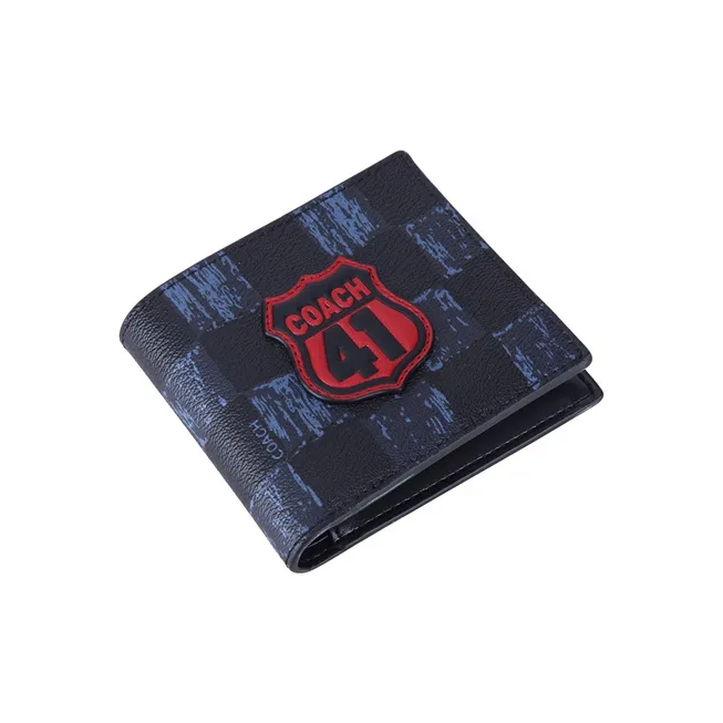 COACH Compact PVC Wallet Clutch Men's Blue Black-1