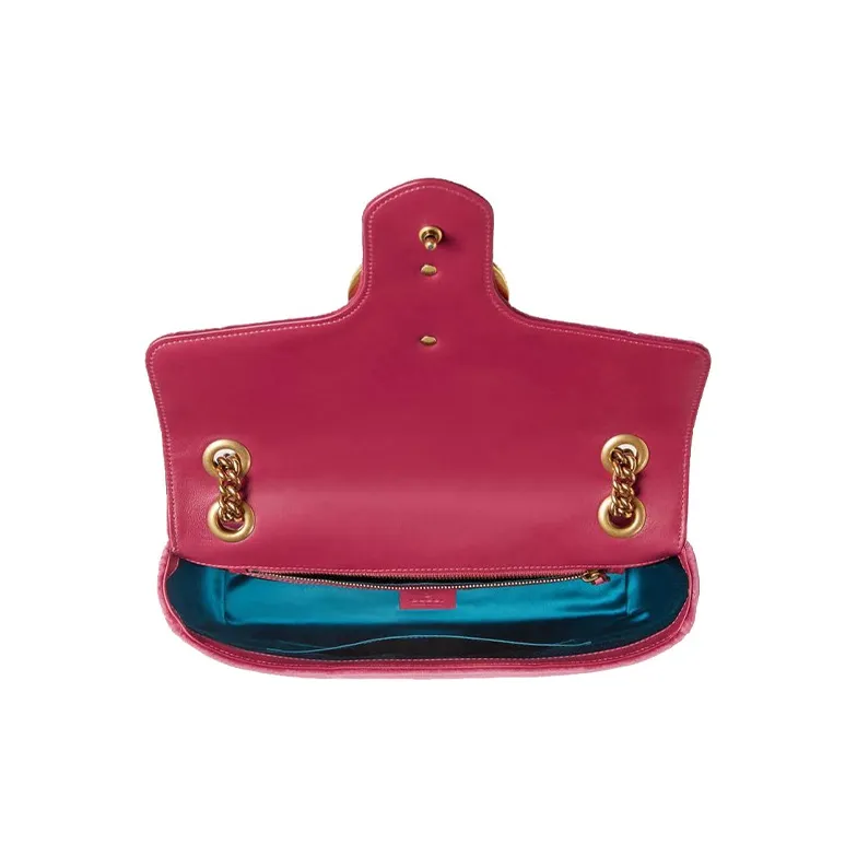 GUCCI GG Marmont Embroidered Velvet Crossbody Bag Shoulder Bag Women's Fuchsia-4