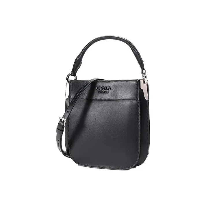 PRADA Cow Leather Handbag Shoulder Bag Women's Black-2