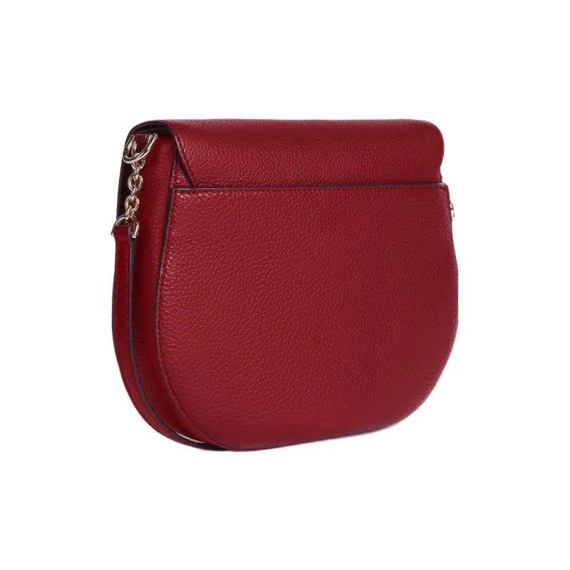 Furla Club 2 Textured Calfskin Saddle Bag Piglet Shoulder Bag Crossbody Bag Small Size Women's Burgundy-1