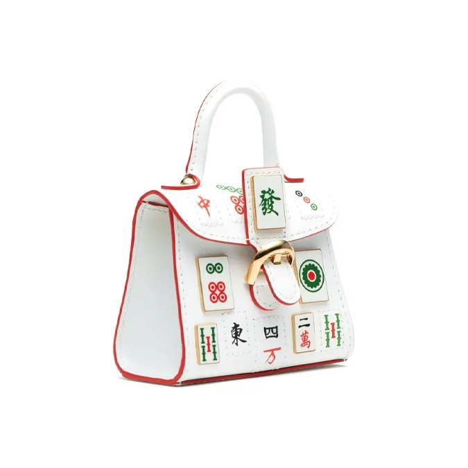 Delvau Brillant Cow Leather Handbag Mini Unisex White-1