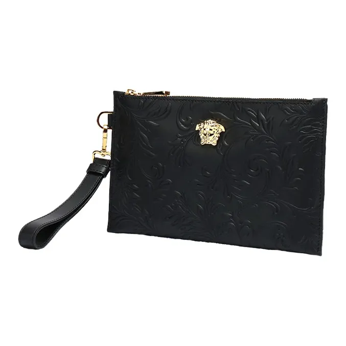 VERSACE VERSACE Cow Leather Commute Bag Coin Purse Clutch Men's Black-1
