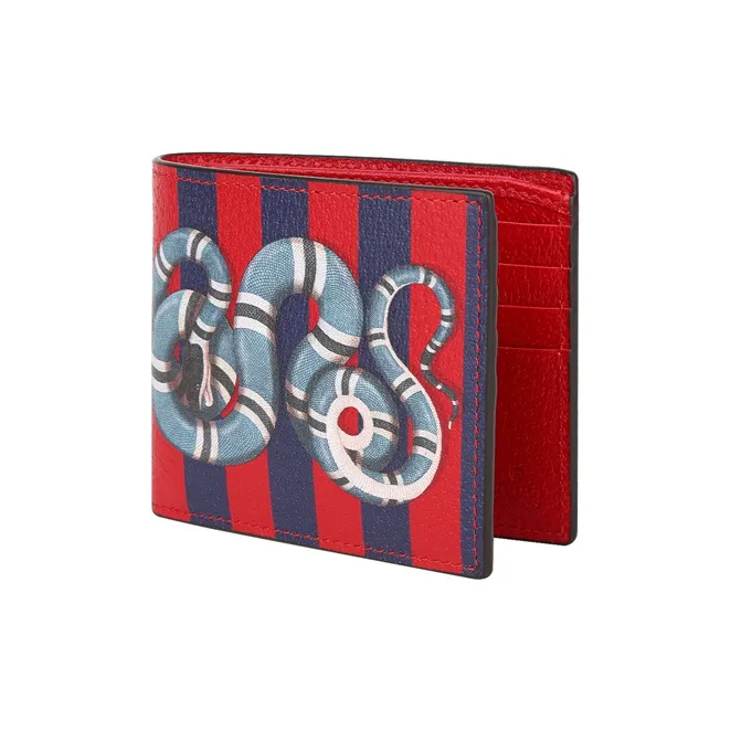 GUCCI Leather Wallet Regular Men's Red/Blue-1