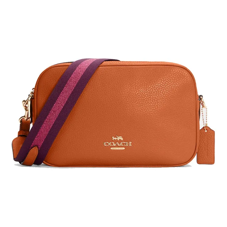 COACH Jes Leather Crossbody Bag Medium Size Women's Orange-0