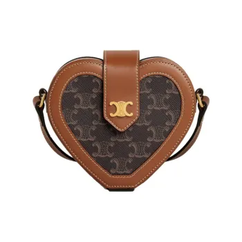 CELINE TambourTriomphe Canvas And Cow Leather Shoulder Bag Crossbody Bag Regular Women's Tawny