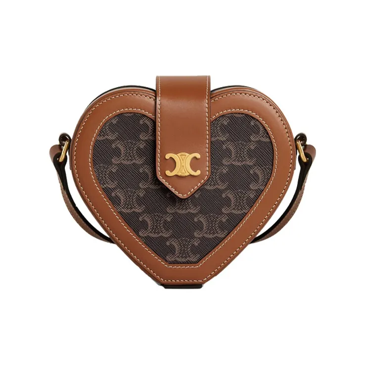 CELINE TambourTriomphe Canvas And Cow Leather Shoulder Bag Crossbody Bag Regular Women's Tawny-0