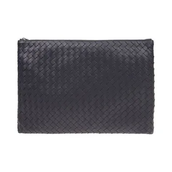 Bottega Veneta Intrecciato Sheepskin Envelope Clutch Women's Black