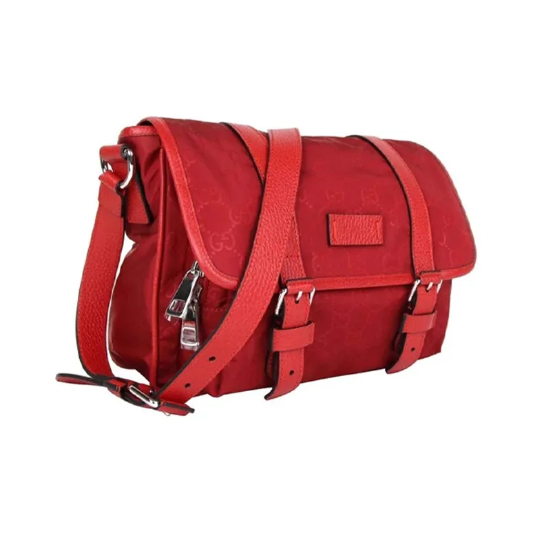 GUCCI Leather Detail Messenger Bag Shoulder Bag Crossbody Bag Men's Red-1
