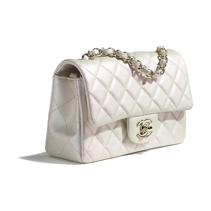 CHANEL Calfskin Chain Bag, Shoulder Bag Unisex White-1