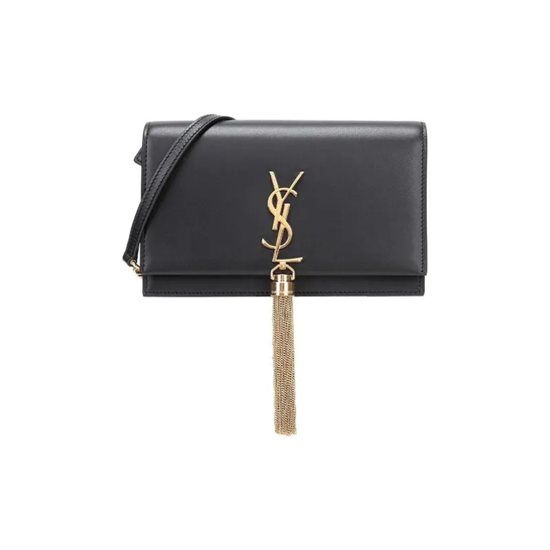 SAINT LAURENT Cow Leather Fringe Bag Wallet, Crossbody Bag, Shoulder Bag Women's Black-0
