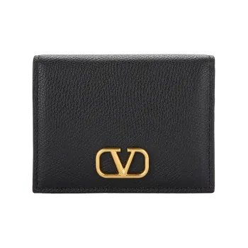 Valentino Vlogo Cow Leather Wallets Card Holders Regular Women's Black