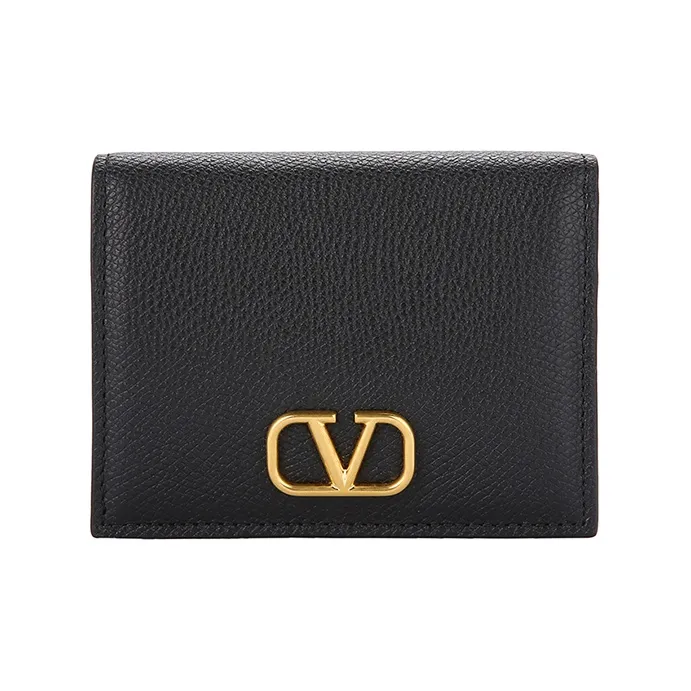 Valentino Vlogo Cow Leather Wallet, Card Holder Regular Women's Black-0