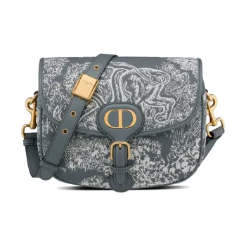 DIOR Bobby Jacquard Fabric One Shoulder Handbags Medium Size Women's Gray