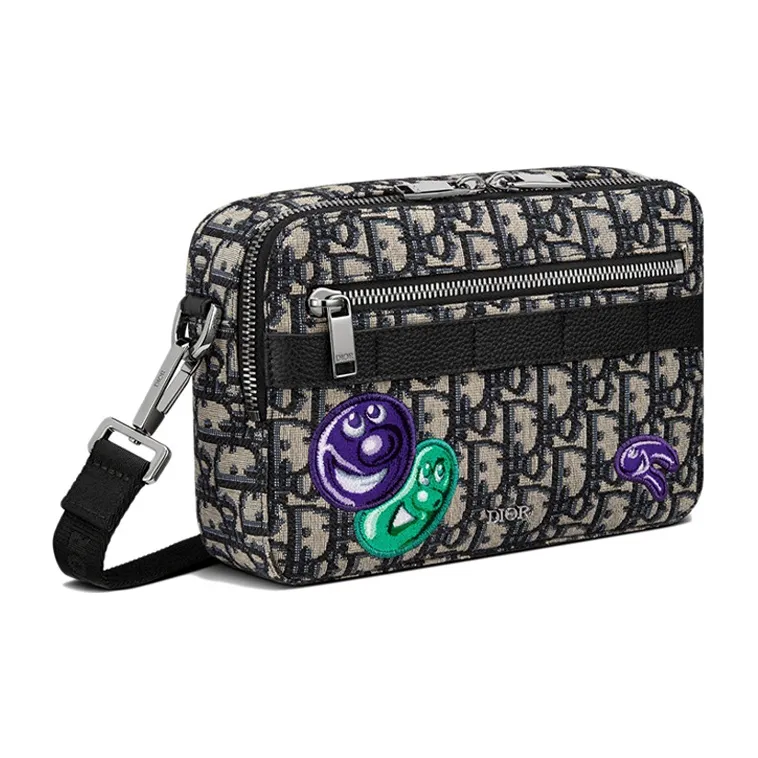 DIOR Kenny Scharf Collaboration Canvas Camera Bag Shoulder Bag Crossbody Bag Men's Black-2