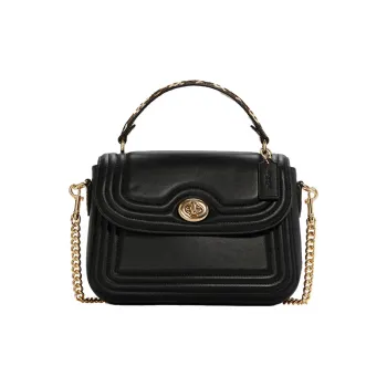 COACH Marlie Leather Satchel Bag Shoulder Bag Crossbody Bag Handbag Medium Size Women's Black