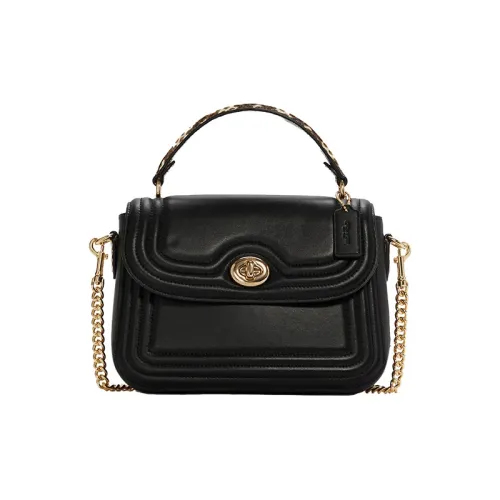 COACH Marlie Leather Satchel Bag Shoulder Bag Crossbody Bag Handbag Medium Size Women's Black