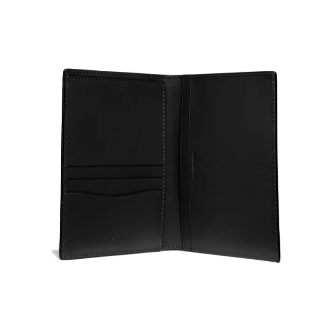COACH Calfskin Passport Holder Card Holder Unisex Black-1