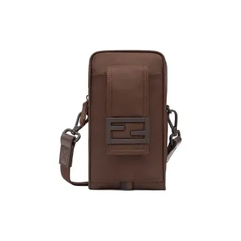 FENDI Baguette Polyamide Baguette Bag, Cell Phone Pouch, Shoulder Bag, Crossbody Bag Men's Brown