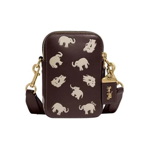 COACH Rogue Smooth Leather Shoulder Bag Crossbody Bag Small Size Women's Chocolate Coffee Brown