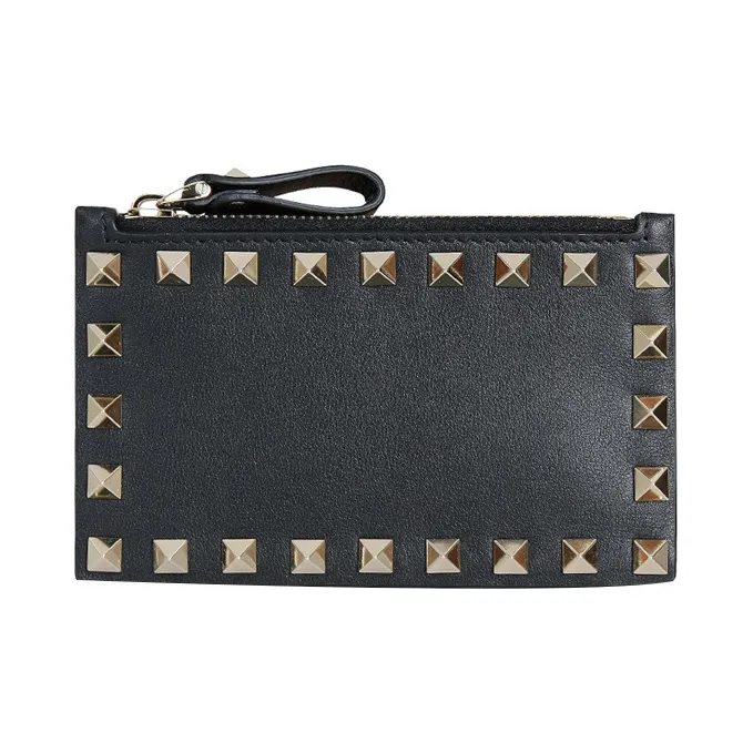 Valentino Cow Leather Card Holder Women's Black-0