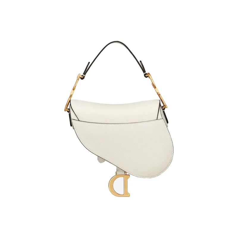 DIOR Saddle Grained Calfskin Saddle Bags One Shoulder Handbags Mini Women's Milk White-2
