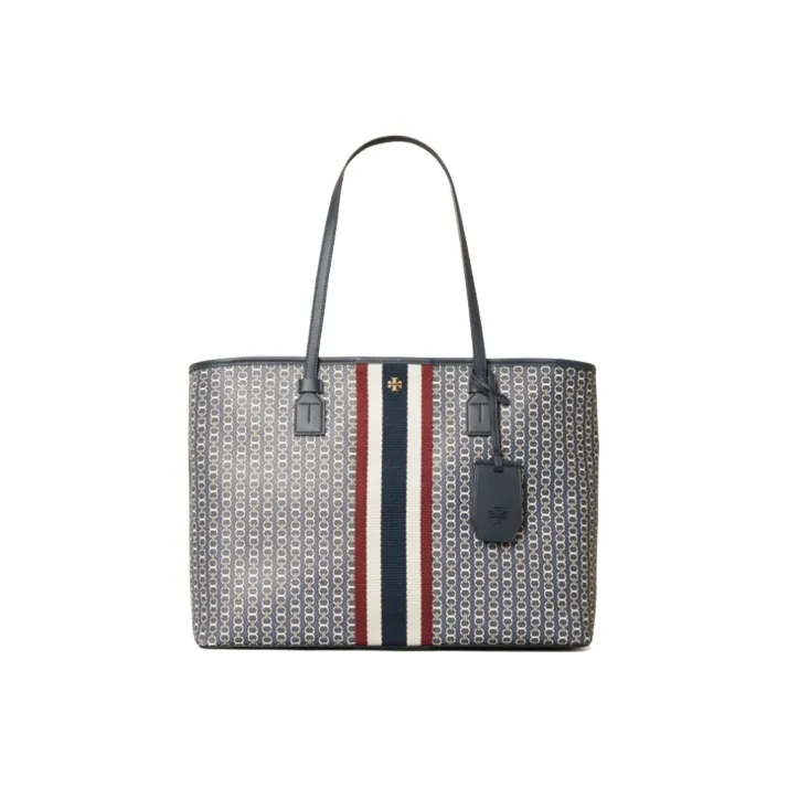 TORY BURCH Gemini Link Coated Canvas One Shoulder Handbags Large Size Women's Red White Blue Multicolor-0