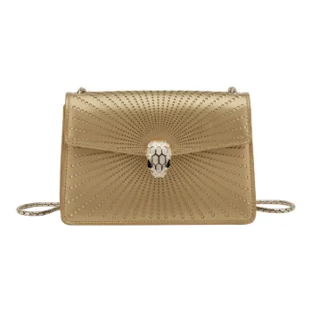 BVLGARI Serpenti Forever Cow Leather Shoulder Bag Crossbody Bag Mini Women's Gold
