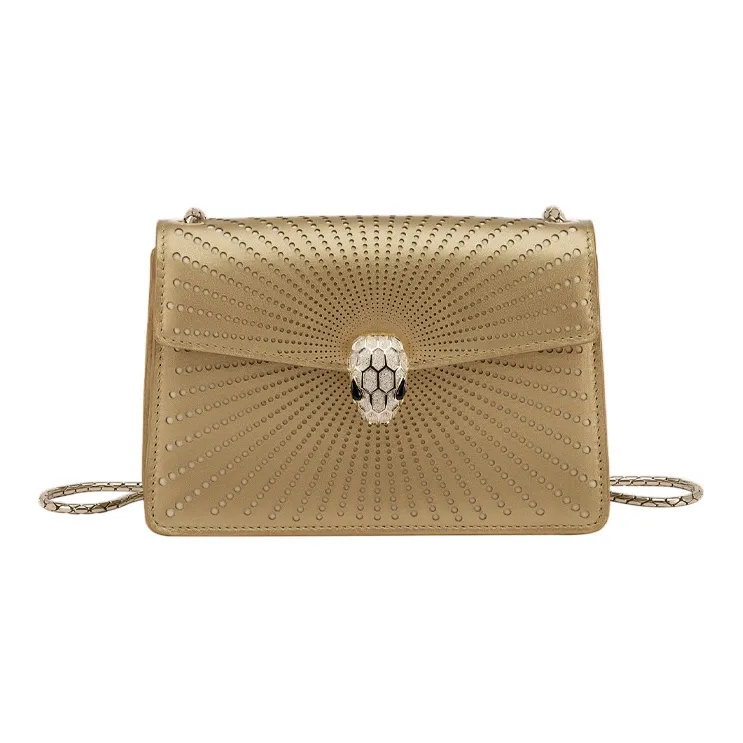 BVLGARI Serpenti Forever Cow Leather Shoulder Bag Crossbody Bag Mini Women's Gold-0