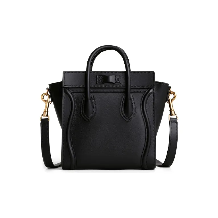 CELINE Cow Leather Smile Bag Portable Crossbody Bag Shoulder Bag Women's Black-2