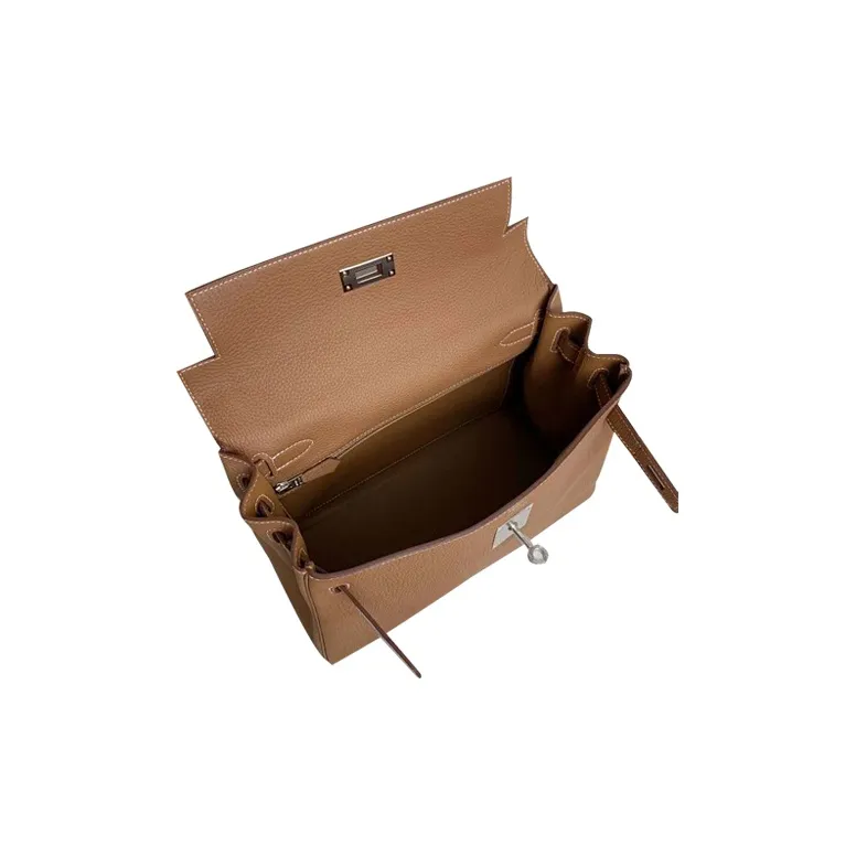 HERMES Kelly Taurillon Clemence Leather Kelly Bag Shoulder Bag Crossbody Bag Handbag Regular Women's Gold Brown-3